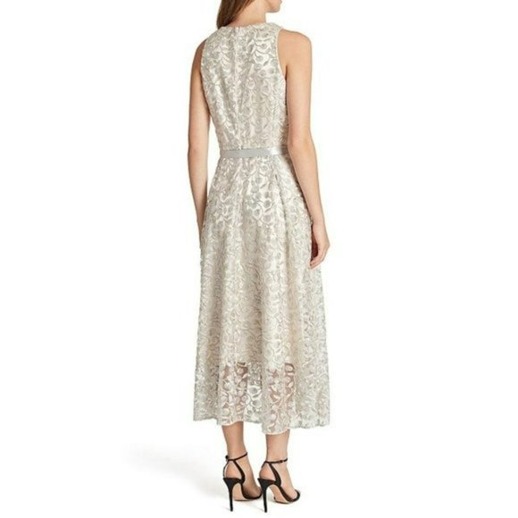 NWT Tahari ASL Embroidered Lace Hi-Low Fit & Flare Party wedding Midi Dress - Picture 2 of 7